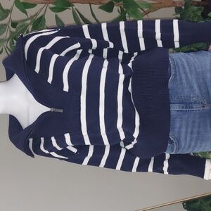 Banana Republic Organic Cotton Navy and Cream striped Sweater